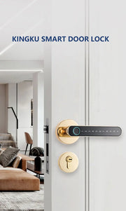 Smart Door Handle Fingerprint Password Digital Lock Tuya App Keyless