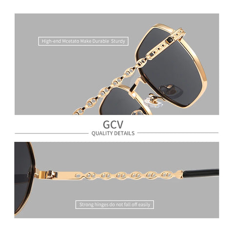 GCV Brand Classic Retro Rectangular Square Metal Frame Sunglasses