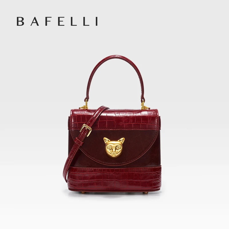 Bafelli Women's New Cross body Crocodile Grain Leather Handbag