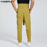 Solid Well Fitting Trousers Casual Street Lace-up Pocket Cargo