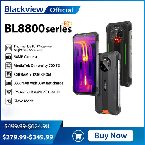 Blackview BL 8800 Night Vision & BL 8800 Pro 5 G Rugged Machine