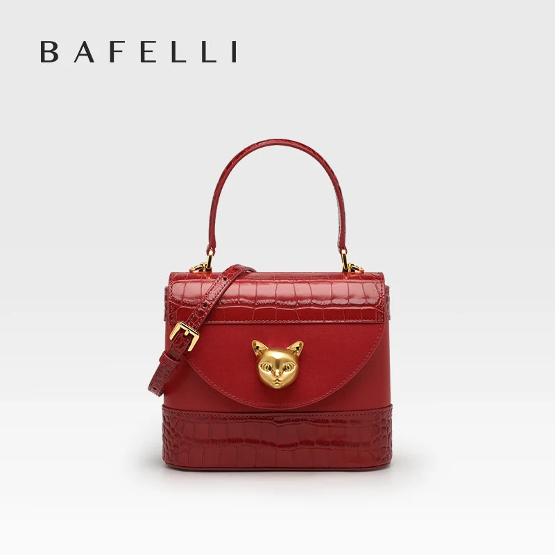 Bafelli Women's New Cross body Crocodile Grain Leather Handbag