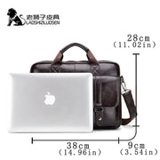 Vintage Male Casual Totes Business Handbag Cowhide Cross-body Bag