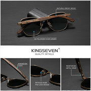 Kingseven Quality Upgrade Ebony Wood Polarized Sunglasses