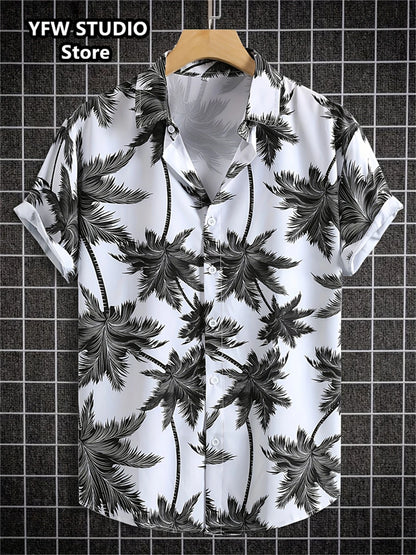 Camicia da spiaggia hawaiana estiva a maniche corte con stampa 3D alla moda