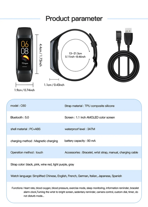 LIGE Amoled Heart Rate Blood Waterproof Smartwatch