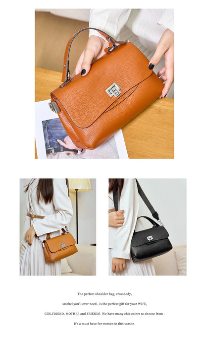 Zency Fashion Genuine Leather Top-handle Cross Body Bag For Women