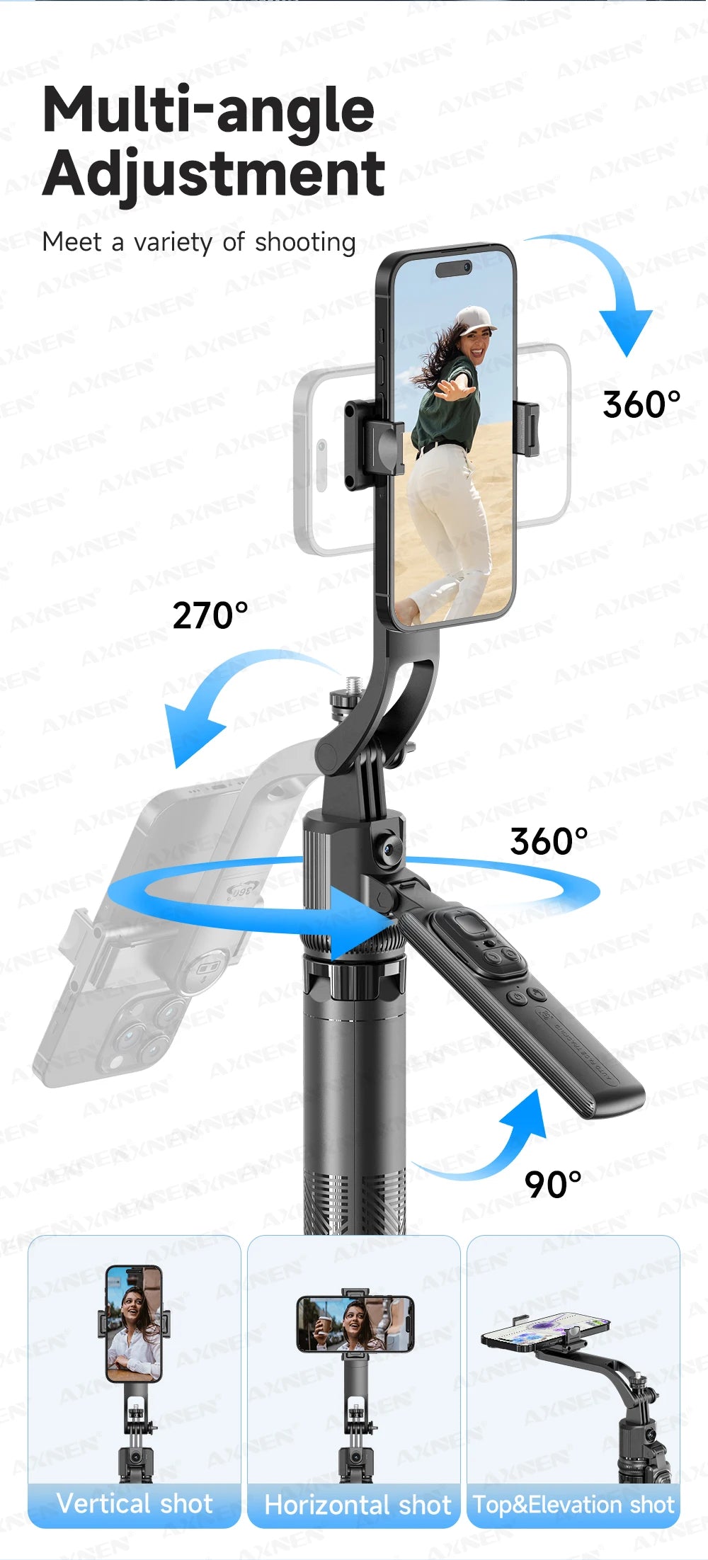 AI Face Tracking Tripod Selfie Stick with Bluetooth Remote