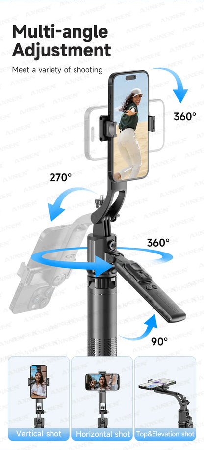 AI Face Tracking Tripod Selfie Stick with Bluetooth Remote