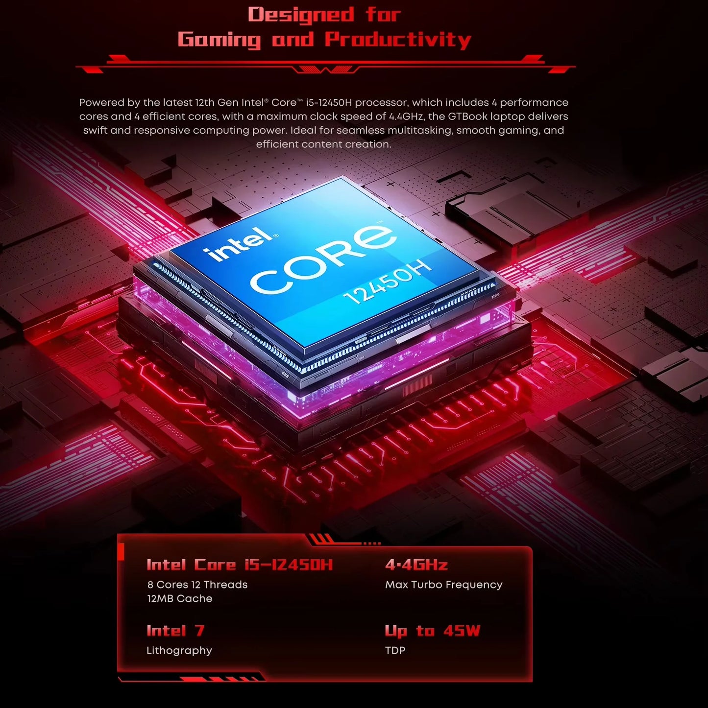 CHUWI GTBook Laptop Windows 11 Pro Intel i5-12450H RTX 3050 15.6 Inch