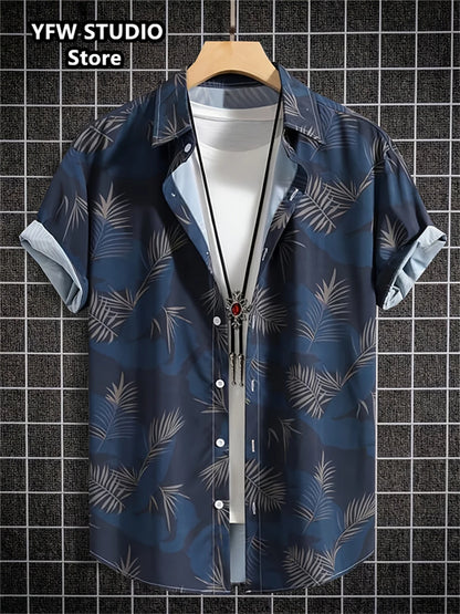 Camicia da spiaggia hawaiana estiva a maniche corte con stampa 3D alla moda