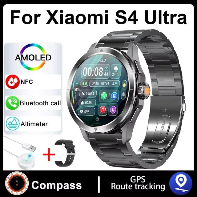 Smartwatch For Xiaomi S4 Ultra 1.53 inch AMOLED NFC GPS Compass Heart rate Tracking