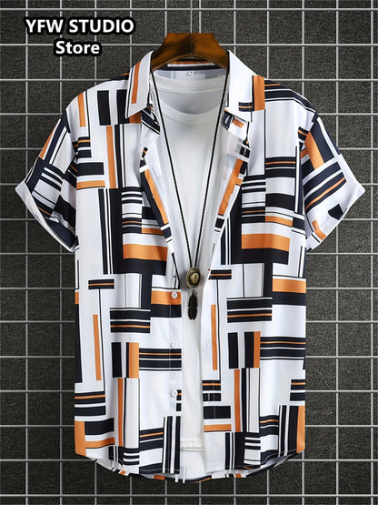 Camicia da spiaggia hawaiana estiva a maniche corte con stampa 3D alla moda