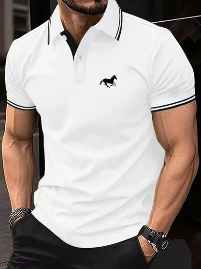 Polo Men's T-shirt Classic Short sleeved Casual Summer T-shirt  Button Lapel