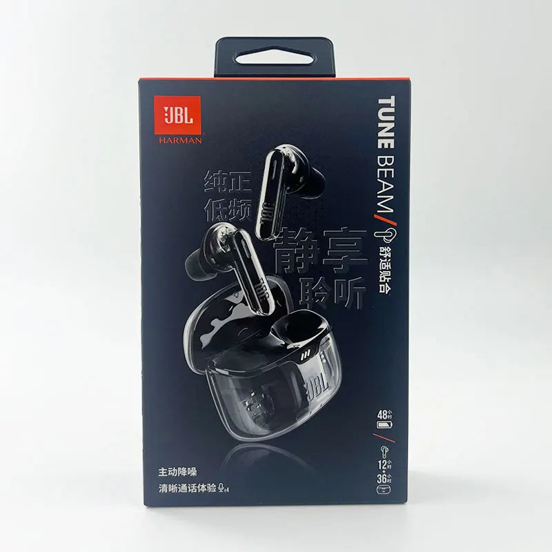 JBL TUNE BEAM GHOST Original TWS Bluetooth ANC Earphone BT 5.3 LE Audio IP54 Waterproof Active Noise Cancelling Earbuds With Mic