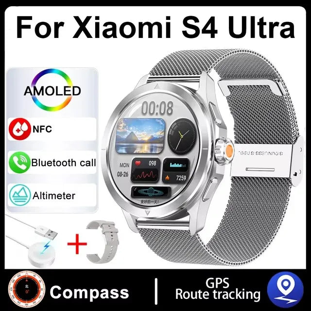Smartwatch For Xiaomi S4 Ultra 1.53 inch AMOLED NFC GPS Compass Heart rate Tracking