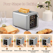 Goovi EU Stainless Steel Two Slice Toaster Touch Screen Home Automatic Bread Maker