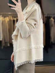 Abbigliamento da donna Cappotto con nappa 100% lana merino Colletto cardigan 2023 Autunno / Inverno Piccolo cappotto profumato Top Fashion coreano