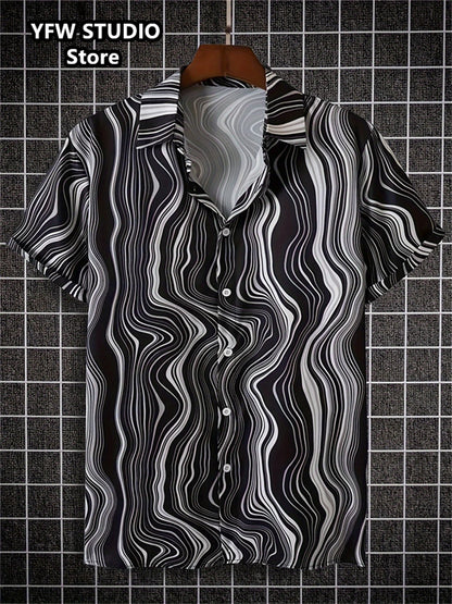 Camicia da spiaggia hawaiana estiva a maniche corte con stampa 3D alla moda