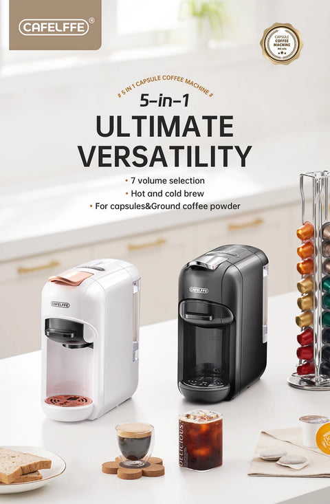 19 Bar Cafelffe 5 in 1 Multiple Capsule Coffee Machine Hot/Cold DG