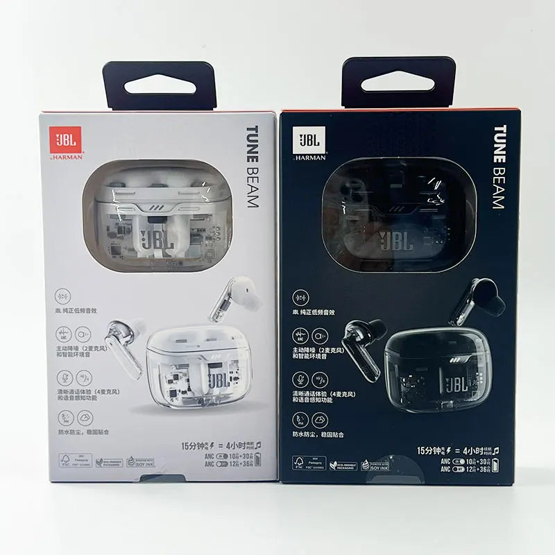 JBL TUNE BEAM GHOST Original TWS Bluetooth ANC Earphone BT 5.3 LE Audio IP54 Waterproof Active Noise Cancelling Earbuds With Mic