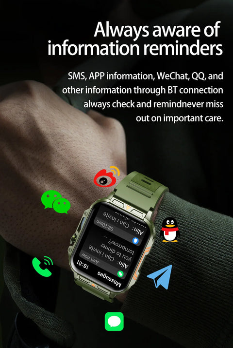 2024 New 1.95" Outdoor Military Smart Watch  For Xiaomi Android