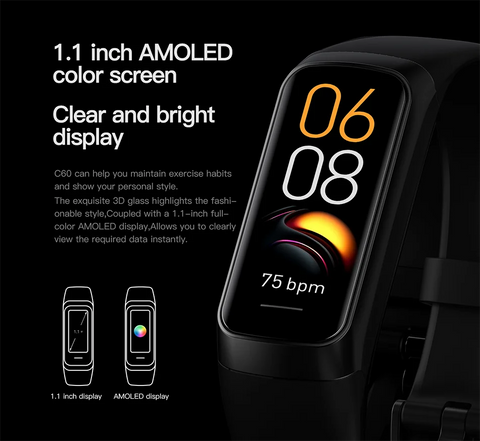 LIGE Amoled Heart Rate Blood Waterproof Smartwatch