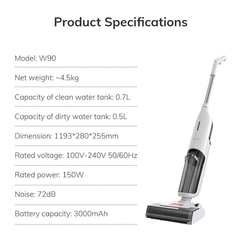 ILIFE W90 Cordless Wireless Wet Dry Smart Mop Washing