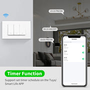 Tuya WiFi/Zigbee Smart Wall Light Push Button Physical Switch 100-240V