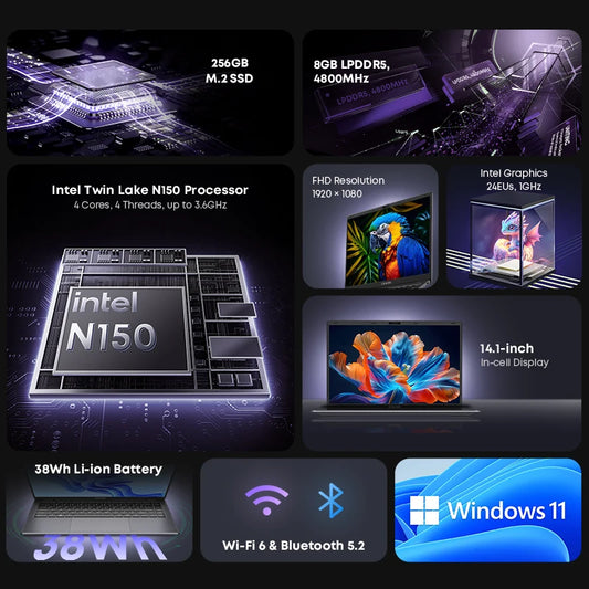 CHUWI Windows 11 GemiBook XPro 14.1 Inch Laptop Intel 12th N150 16GB DDR5 512GB SSD