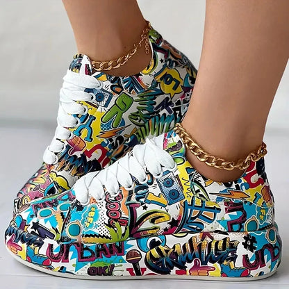 New Summer Hand-painted Graffiti Casual Women Sneakers