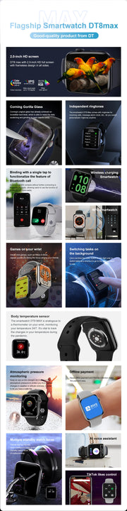 For Apple New GPS Smart Watch Series 9. Always Display Body Temperature, Calls, NFC