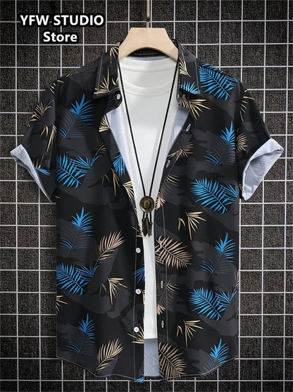 Camicia da spiaggia hawaiana estiva a maniche corte con stampa 3D alla moda
