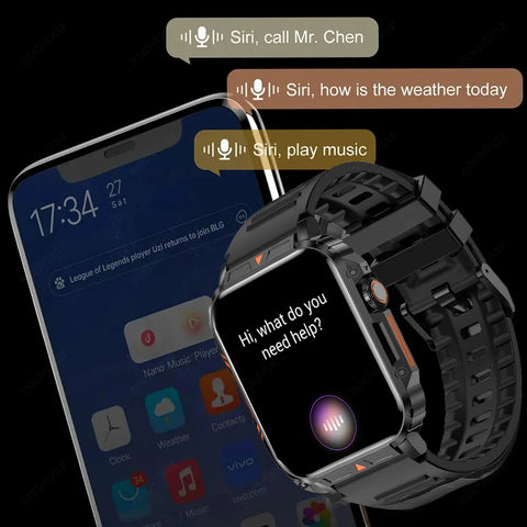 2024 New 1.95" Outdoor Military Smart Watch  For Xiaomi Android