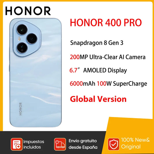 HONOR 400 Pro 5G Smartphone 6.7″ AMOLED Snapdragon 8 Gen 3 MagicOS 9.0 200MP AI Ultra HD Lens 6000mAh 100W SuperCharge eSIM