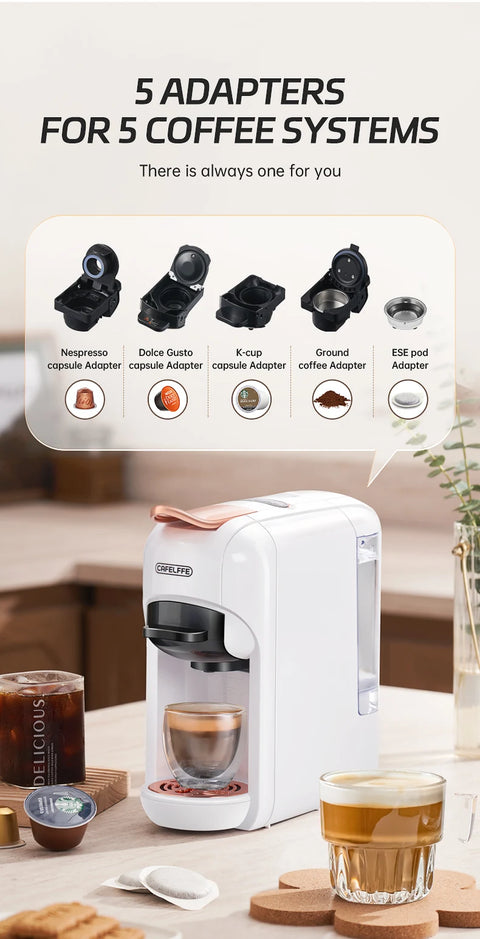 19 Bar Cafelffe 5 in 1 Multiple Capsule Coffee Machine Hot/Cold DG