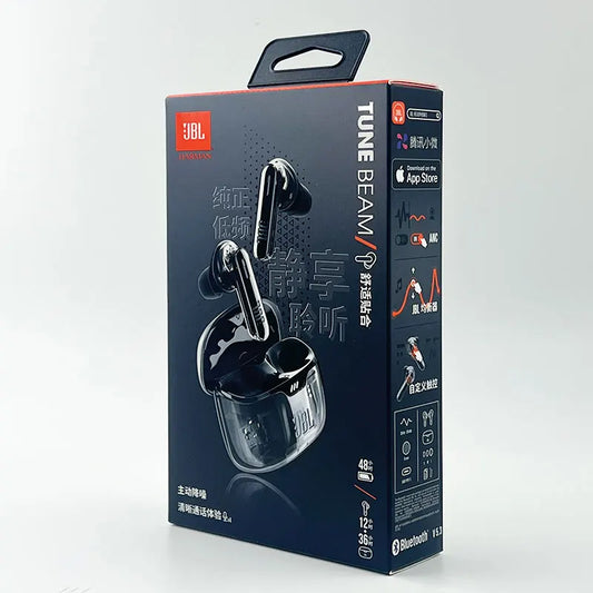 JBL TUNE BEAM GHOST Original TWS Bluetooth ANC Earphone BT 5.3 LE Audio IP54 Waterproof Active Noise Cancelling Earbuds With Mic
