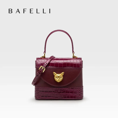 Bafelli Women's New Cross body Crocodile Grain Leather Handbag