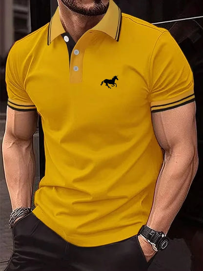 Polo Men's T-shirt Classic Short sleeved Casual Summer T-shirt  Button Lapel