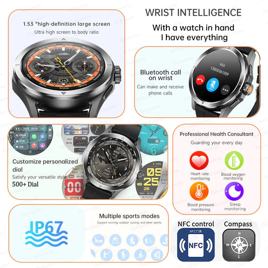 Smartwatch For Xiaomi S4 Ultra 1.53 inch AMOLED NFC GPS Compass Heart rate Tracking