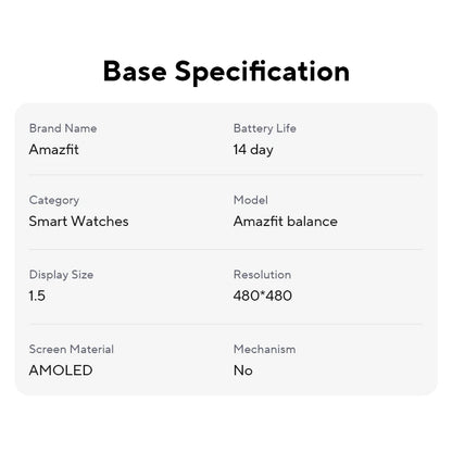 Amazfit Balance Smartwatch 46mm 1.5 Display AMOLED per Android iOS