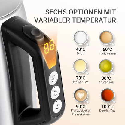 Midea Stainless Steel Kettle with Temperature Setting And Vast Volume