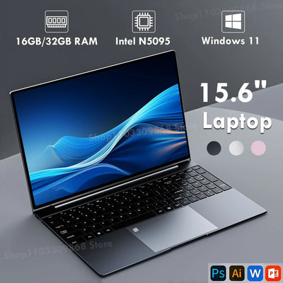 Gaming Fingerprint Laptop Computer Windows 11 Intel Celeron N 5095 15.6 Inch