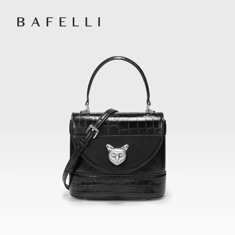 Bafelli Women's New Cross body Crocodile Grain Leather Handbag