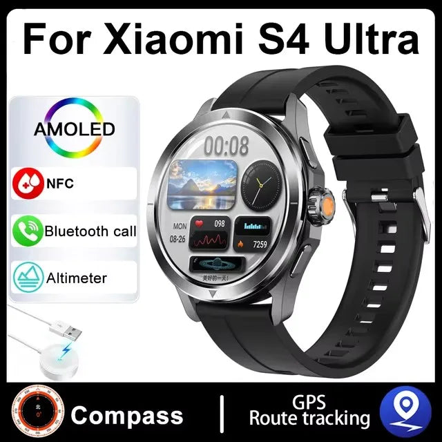 Smartwatch For Xiaomi S4 Ultra 1.53 inch AMOLED NFC GPS Compass Heart rate Tracking