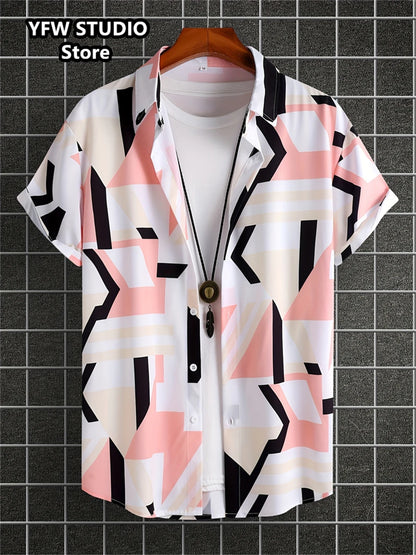 Camicia da spiaggia hawaiana estiva a maniche corte con stampa 3D alla moda