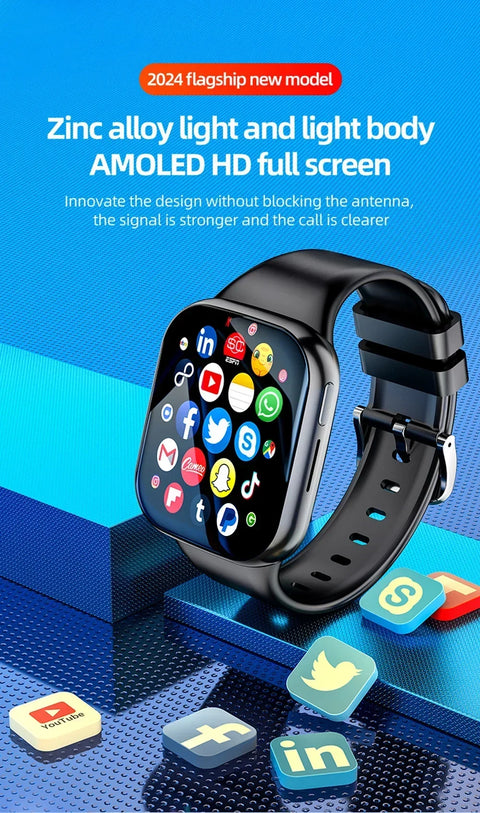 4G Network Smartwatch AMOLED Android Call GPS HD Camera NFC SIM Card