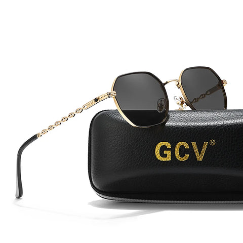 GCV Brand Classic Retro Rectangular Square Metal Frame Sunglasses