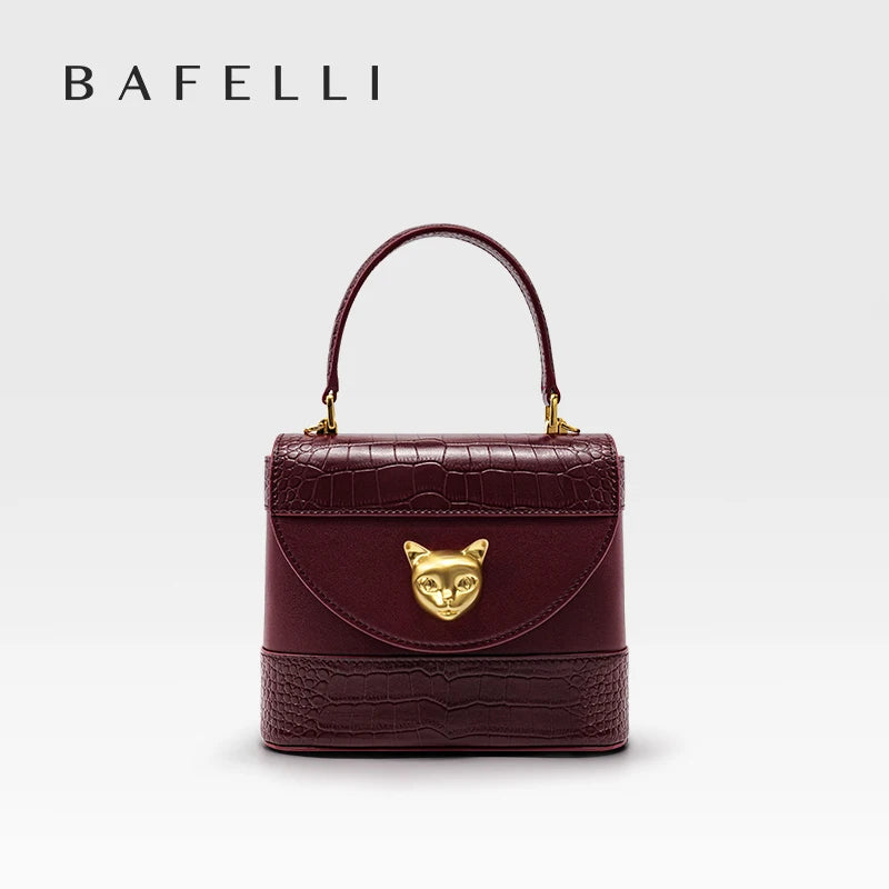 Bafelli Women's New Cross body Crocodile Grain Leather Handbag