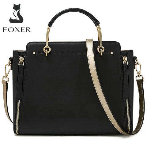 Foxer Large Capacity Cross-body Women Leather Shoulder Bag